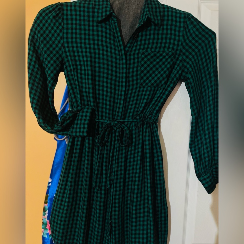 A.n.d (a new day) green and black plaid dress size medium